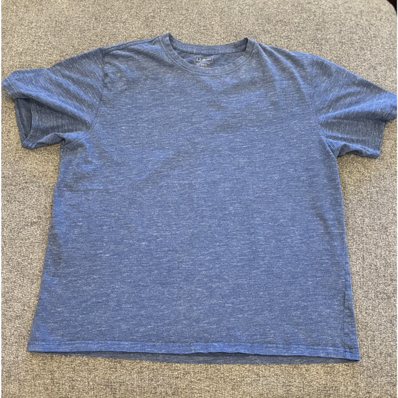 LL Bean Mens Size Large Slightly Fitted Heather Blue 275203 Short Sleeve T-Shirt - Picture 1 of 5